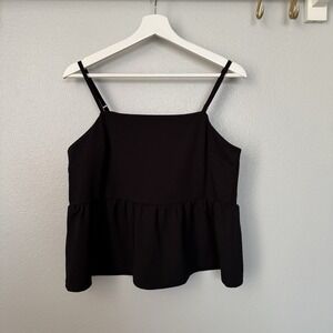 Ann Taylor Women's Peplum‎ Black Top Blouse Sleeveless Small Tank Top Two Tiered